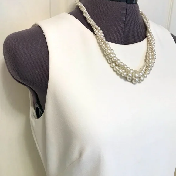 NWT Harper Rose Sequin Hem Embellished Sheath Dress White - Picture 7 of 16